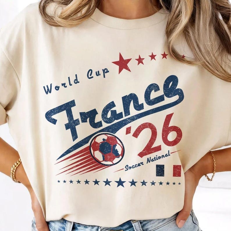 Camiseta retro de fútbol de Francia con colores cómodos, camiseta gráfica de equipo de fútbol de los 90. imagen 1