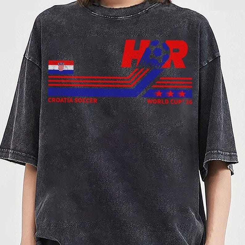 Croatia Soccer World Vintage Comfort Colors Shirt zdjęcie 2