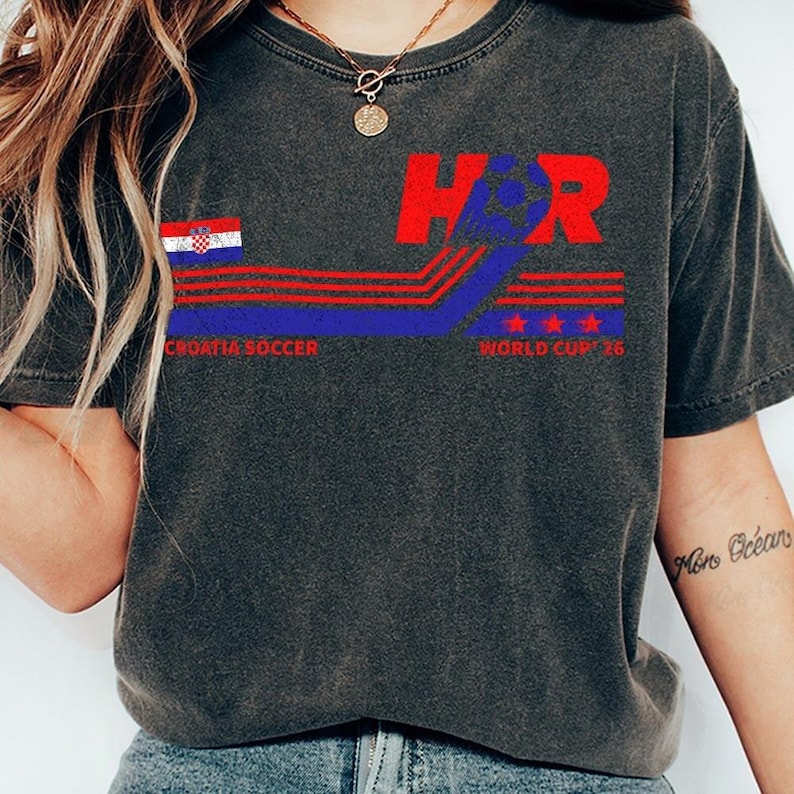 Croatia Soccer World Vintage Comfort Colors Shirt zdjęcie 4