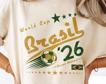 Retro Brasil Soccer World Comfort Colors Shirt, 90s Soccer Team World Graphic Tee