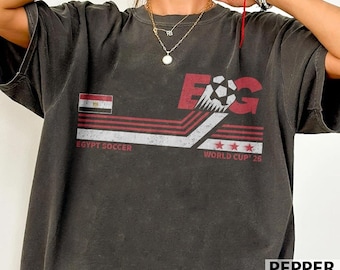 Camiseta de fútbol de Egipto, estilo vintage, cómoda, con colores de la marca World.