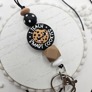 Handmade Beaded Teacher Lanyard with &#39;I Teach Smart Cookies&#39; Slogan