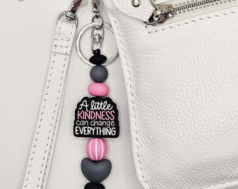 Handmade Kindness Bag Charm - Pink and Grey Accessories