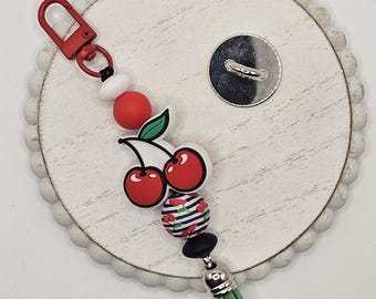 Trendy Cherry Pattern Tumbler Charm with Clip - Fun Drinkware Accessory