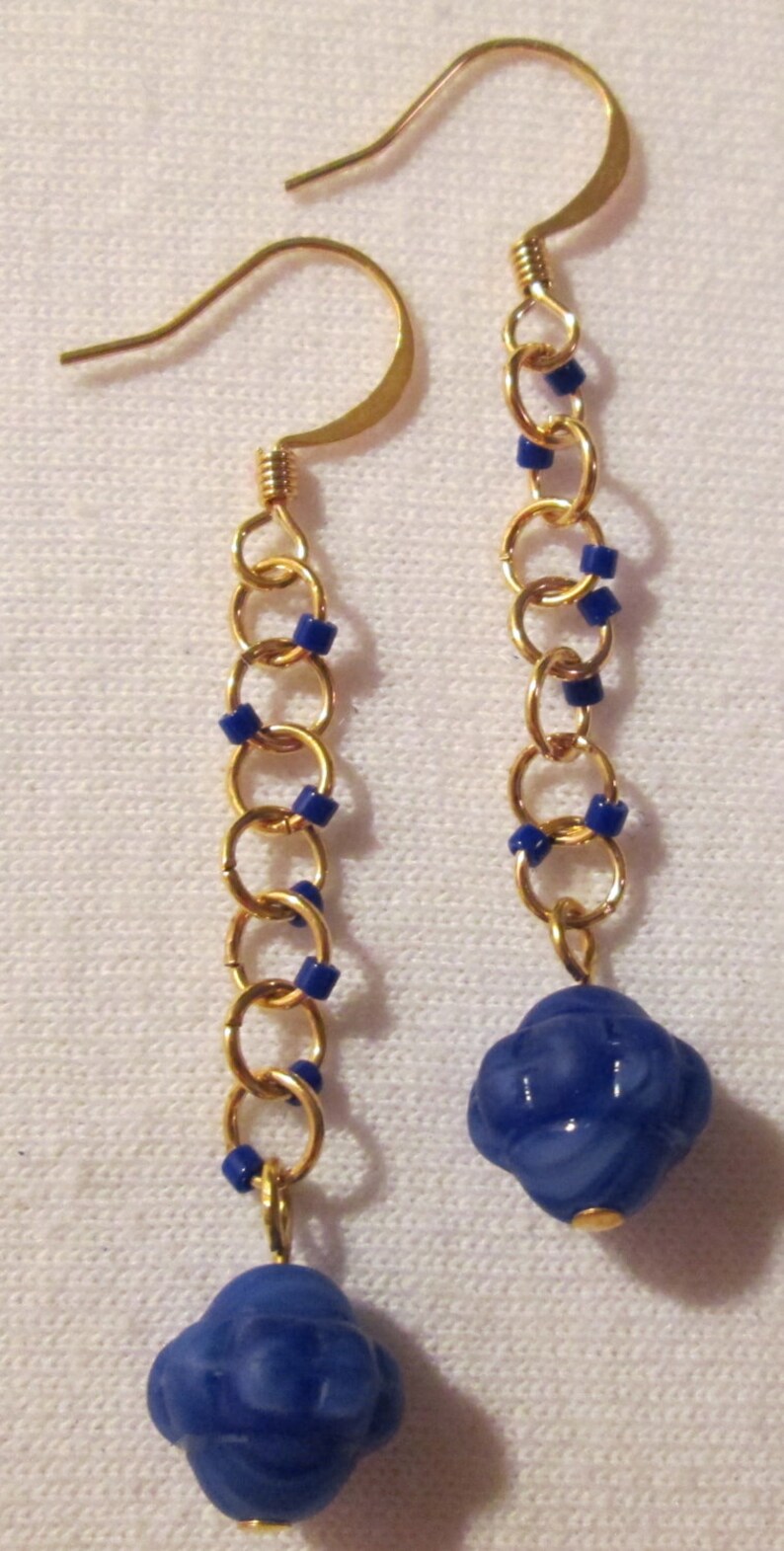 Blue and gold earrings Clearance