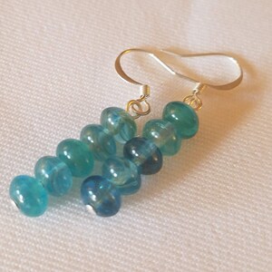 Blue Glass Rondelle Beaded Earrings
