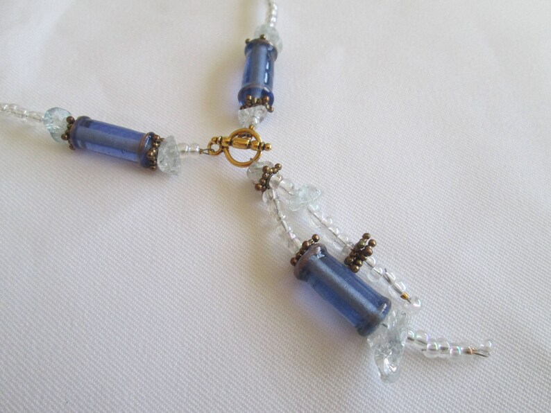 Clear and Periwinkle Backwards Necklace