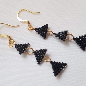 Black Triple Triangle Earrings