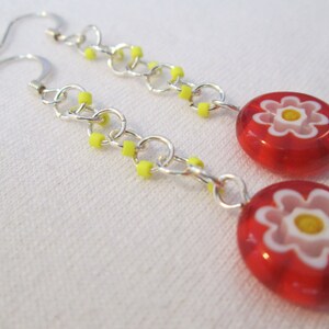 Flame Red and Sunshine Yellow Glass Earrings