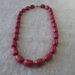 Raspberry Red and Gold Necklace
