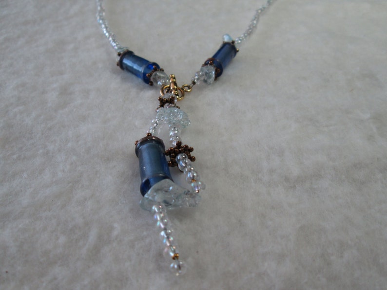 Clear and Periwinkle Backwards Necklace