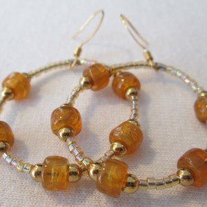 Golden Yellow Dangle Hoop Earrings