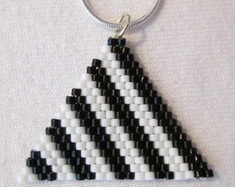 Black and White Triangle Woven Delica Pendant