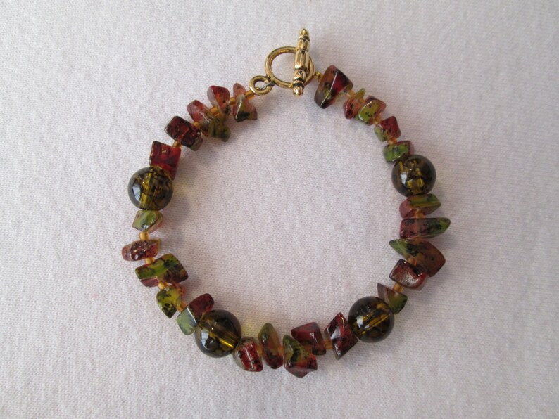 Fall Leaves Glass Beaded Bracelet