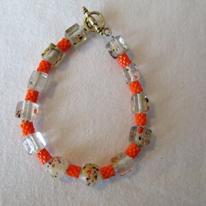 Autumn Leaves Glass and Delica Beaded Bracelet