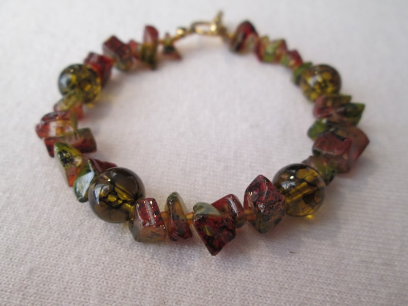 Fall Leaves Glass Beaded Bracelet