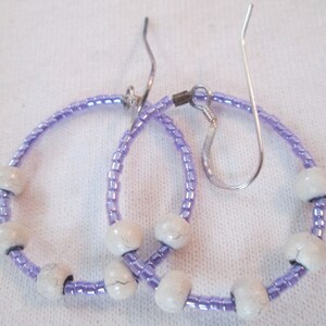 Lilac Dangle Hoop Earrings