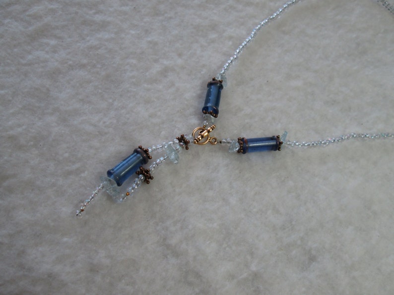 Clear and Periwinkle Backwards Necklace