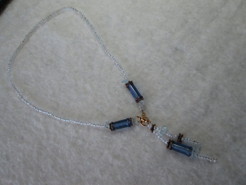 Clear and Periwinkle Backwards Necklace