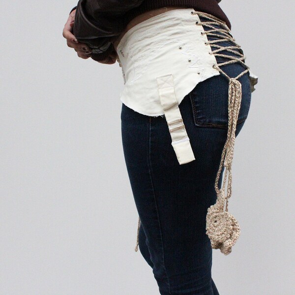 utility belt stud embroidery vegan wedding plus size crochet lace up abstract ivory white hemp