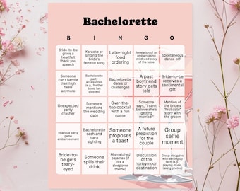 Bachelorette Bingo Game | Bachelorette Activity, Hen Party, Digital Download | Printable Template