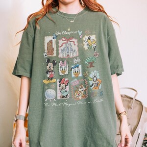 Vintage Mickey Disneyworld Comfort Colors Shirt, Retro Mickey And Friends Shirts, Walt Disneyworld Tee, Disney 2026 Trip Disney Vacation Tee Moss/Military Green