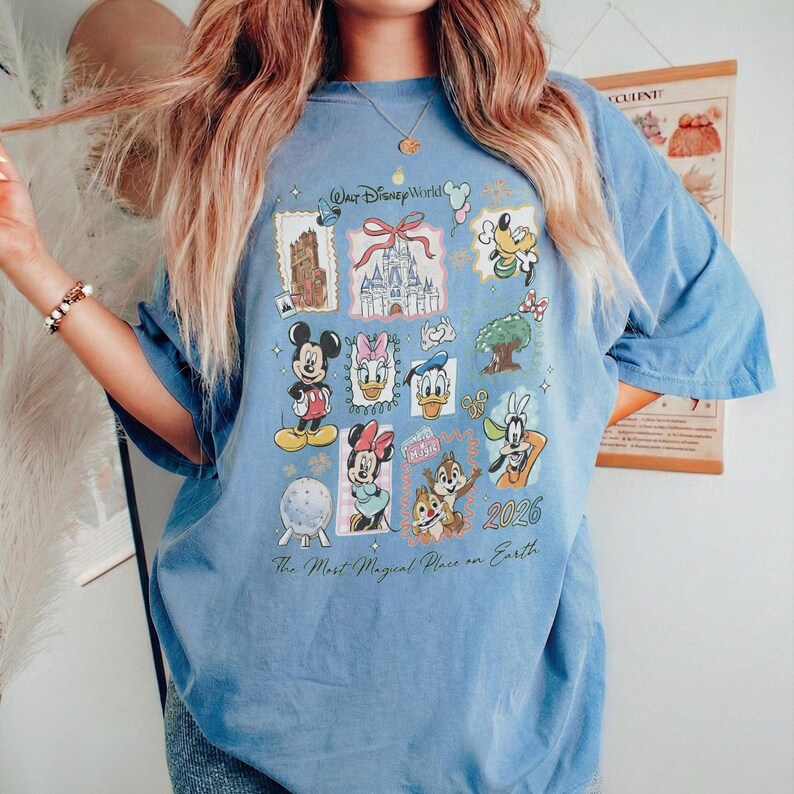 Vintage Mickey Disneyworld Comfort Colors Shirt, Retro Mickey And Friends Shirts, Walt Disneyworld Tee, Disney 2026 Trip Disney Vacation Tee Blue Jean (Comfort)
