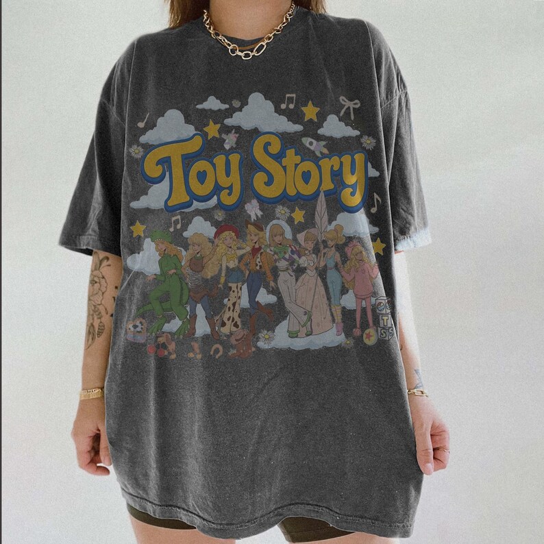 Vintage Disney Toy Story 5 Comfort Colors Shirt, Gift For Music Fan, Retro Toy Friends Shirt, Disneyland Trip 2026 Shirt, Disney Family Tees Pepper/Asphalt