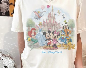 Retro Walt Disney World Shirt, Vintage 90’s Disney World Magic Kingdom Shirt, Disney Mickey And Friends Shirt, Disney Family Trip 2026 Tee
