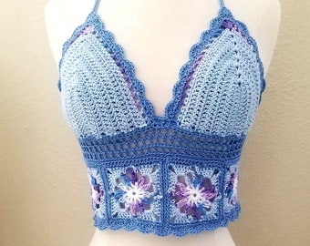 Creme Brulee' Luxury Hand-Crocheted Women's Halter Top - Tri Color-You choose -Free Shipping in USA