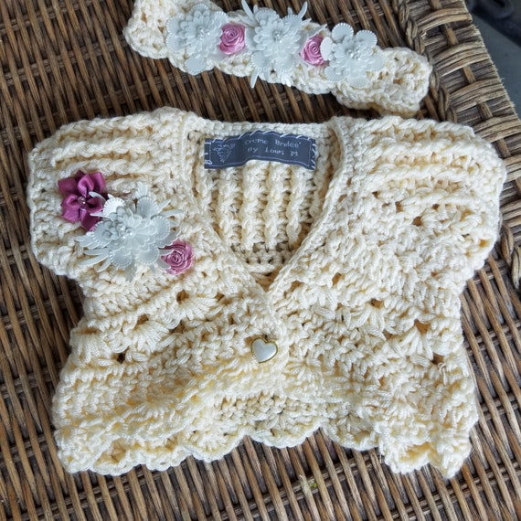Organic Cotton Lacy Crop Baby and Toddler Sweater for Spring-Summer