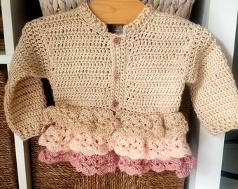 Creme Brulee Victorian Inspired Crocheted Baby and Toddler Coat.