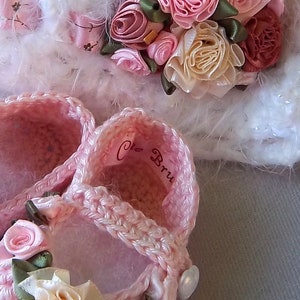 Shabby Chic Luxury Baby Hat and Booties Set offers Rich, delicious comfort for Baby FREE Shipping image 4