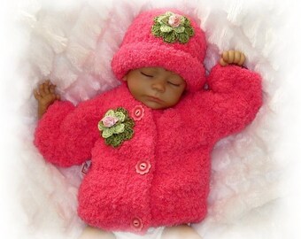 Creme Brulee Winter Softness-Fleece Sweater and Hat - 3 Infant sizes