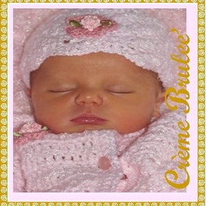Bonnet crème brûlée pour bébé fille-choisir la taille NB 0-3 mois 3-6 mois 6-9 mois 12 mois... Maintenant disponible en 6 couleurs image 1