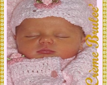Creme Brulee Baby Girl Hat-choose size- NB 0-3 Months- 3-6 mo- 6-9 mo- 12 mo...Now Available in 6 Colors