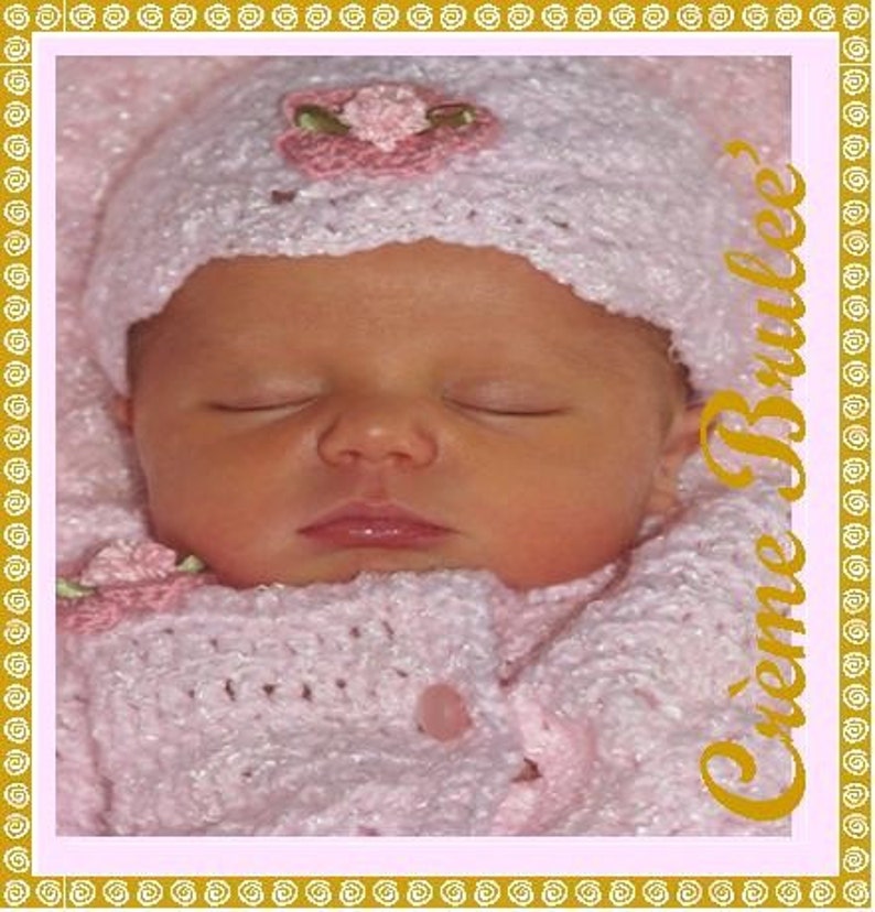 Bonnet crème brûlée pour bébé fille-choisir la taille NB 0-3 mois 3-6 mois 6-9 mois 12 mois... Maintenant disponible en 6 couleurs image 1