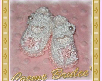 Preemie Corner-Crème Brulee' Preemie and Micro Preemie Bootie Collection - Mary Jane for your delicate "Early-Bird" Preemie Baby Booties.