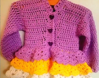 Creme Brulee Victorian Inspired Ruffled Toddler Crochet Coat