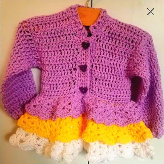 Creme Brulee Victorian Inspired Ruffled Toddler Crochet Coat