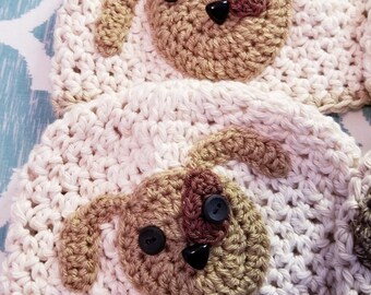 Puppy babymutsje... zacht wasbaar katoengaren 3 maten