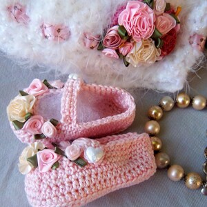 Shabby Chic Luxury Baby Hat and Booties Set offers Rich, delicious comfort for Baby FREE Shipping image 3