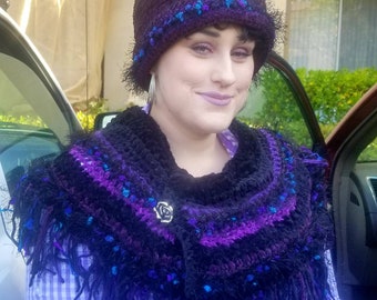 Artful Neck Scarf wearable fiber art - Free Shipping. Order this either high neck or low neck (pictured). And specify your color scheme.