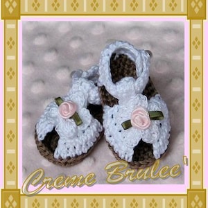 Preemie Crème Brulee&#39; Preemie-Micro Preemie Bootie-The Cutest Thing-Crocheted Sandal for your delicate &quot;Early-Bird&quot;  Preemie Baby Booties.