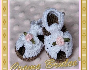 Preemie Crème Brulee' Preemie-Micro Preemie Bootie-The Cutest Thing-Crocheted Sandal for your delicate "Early-Bird"  Preemie Baby Booties.