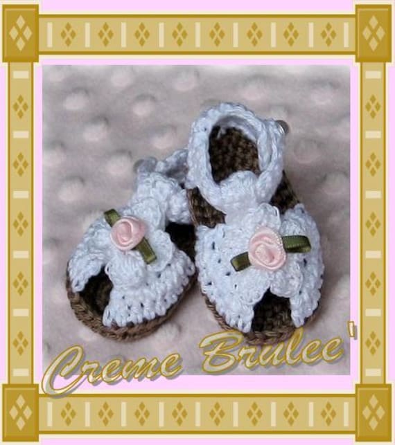 Preemie Crème Brulee' Preemie-Micro Preemie Bootie-The Cutest Thing-Crocheted Sandal for your delicate "Early-Bird"  Preemie Baby Booties.