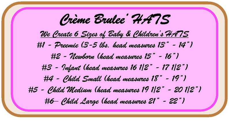 Creme Brulee Baby Mädchen Hut-Größe wählen NB 0-3 Monate 3-6 Monate 6-9 Monate 12 Monate ...Jetzt in 6 Farben erhältlich Bild 5