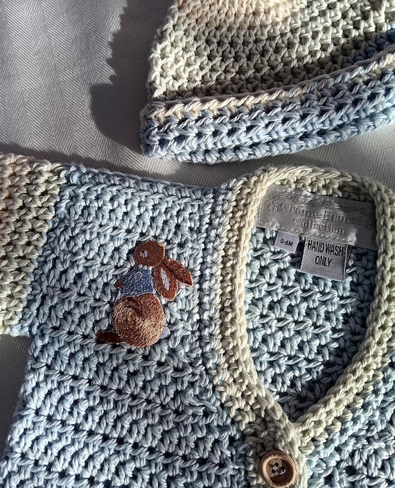 Creme Brulee Presents Peter Rabbit Sweater Set in 100% Organic Cotton -Baby Sweater - Toddler Sweater