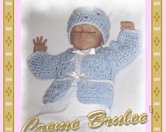 Creme Brulee' Baby Boys Sweater and Hat Set - Four Infant Sizes - Preemie and Newborn - Baby Boys Sweater Set