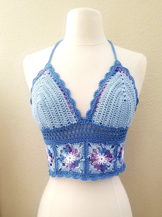 Creme Brulee' Luxury Hand-Crocheted Women's Halter Top - Tri Color-You choose -Free Shipping in USA